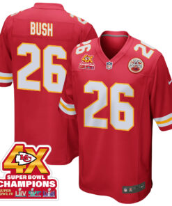 Deon Bush 26 Kansas City Chiefs Super Bowl LVIII Champions 4X Game Men Jersey - Red JS8513 nicesnker