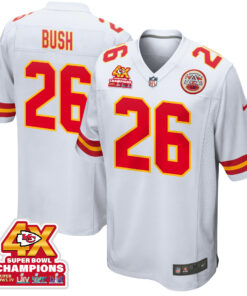 Deon Bush 26 Kansas City Chiefs Super Bowl LVIII Champions 4X Game Men Jersey - White JS3827 nicesnker