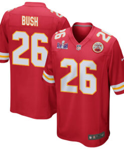 Deon Bush 26 Kansas City Chiefs Super Bowl LVIII Patch Game Men Jersey - Red JS1911 nicesnker