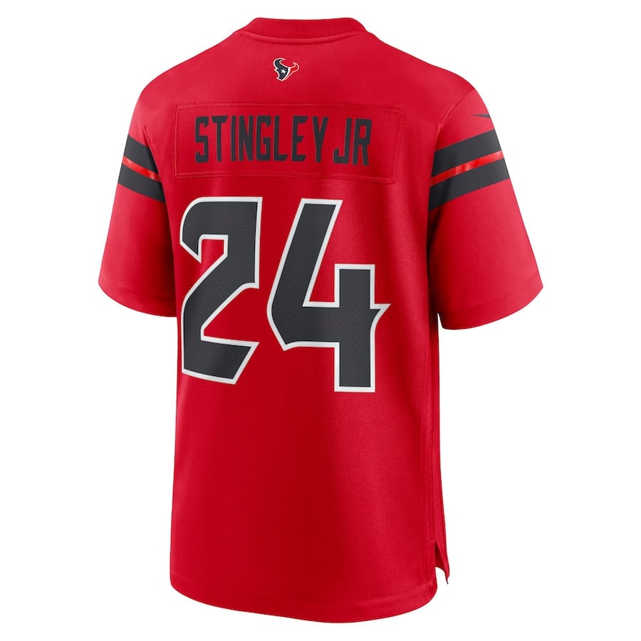 Derek Stingley Jr. 24 Houston Texans Alternate Game Jersey - Men, Red JS1706 nicesnker - Image 3