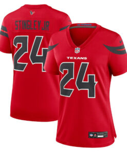 Derek Stingley Jr. 24 Houston Texans Women Alternate Game Jersey - Red JS2201 nicesnker