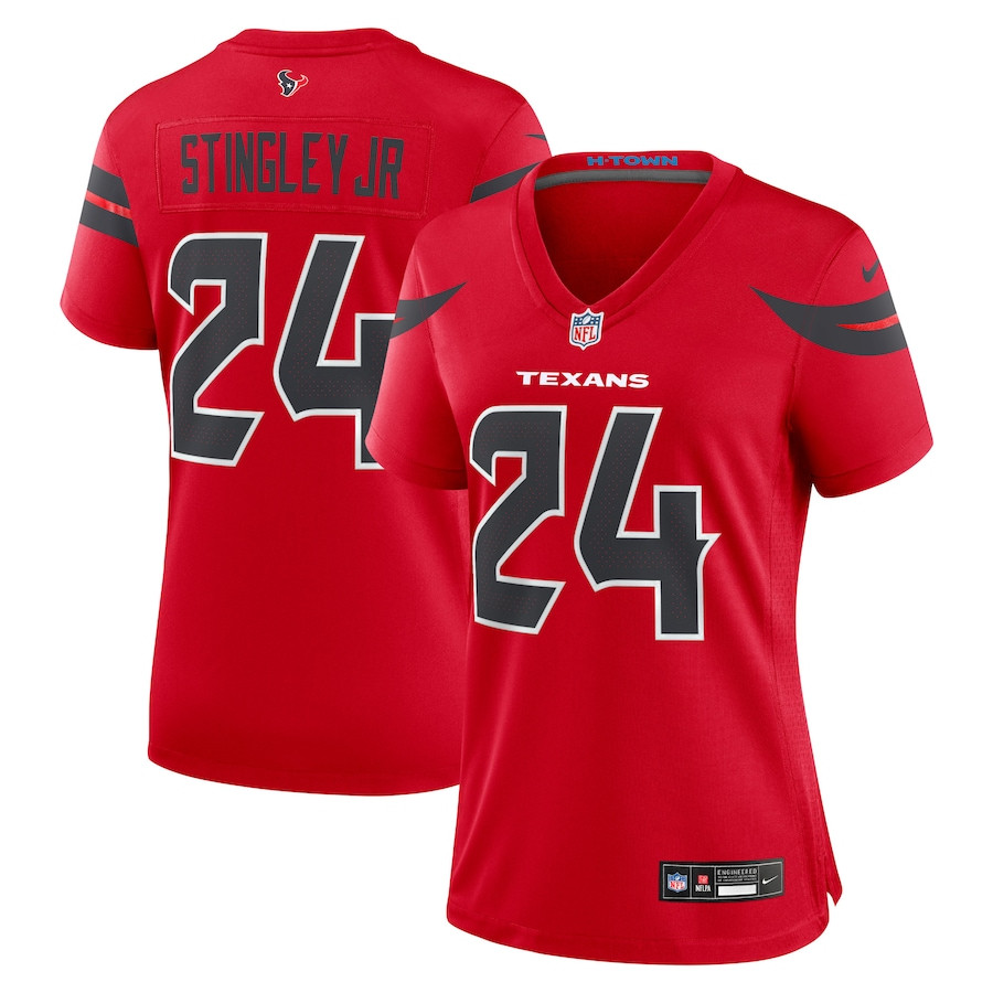 Derek Stingley Jr. 24 Houston Texans Women Alternate Game Jersey - Red JS2201 nicesnker