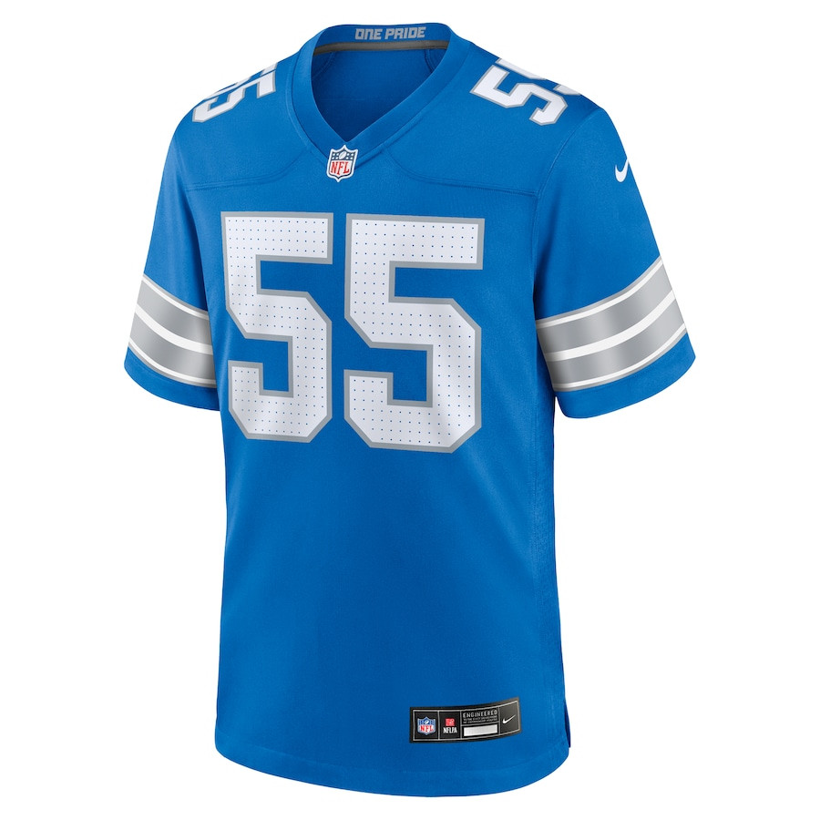 Derrick Barnes 55 Detroit Lions Team Game Men Jersey - Blue JS9476 nicesnker - Image 2