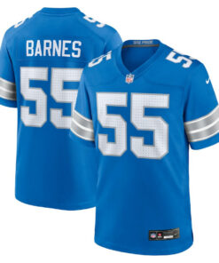Derrick Barnes 55 Detroit Lions Team Game Men Jersey - Blue JS9476 nicesnker