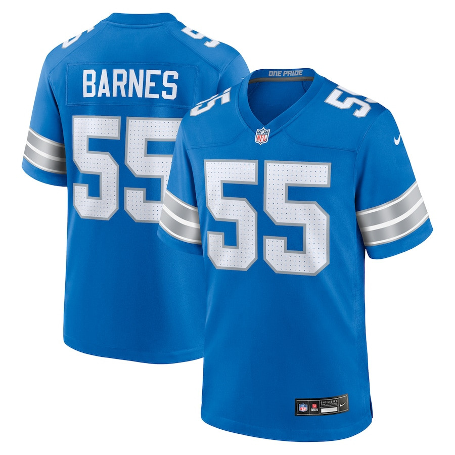 Derrick Barnes 55 Detroit Lions Team Game Men Jersey - Blue JS9476 nicesnker