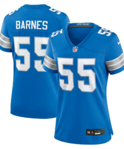Derrick Barnes 55 Detroit Lions Women's Team Game Jersey - Blue JS1599 nicesnker