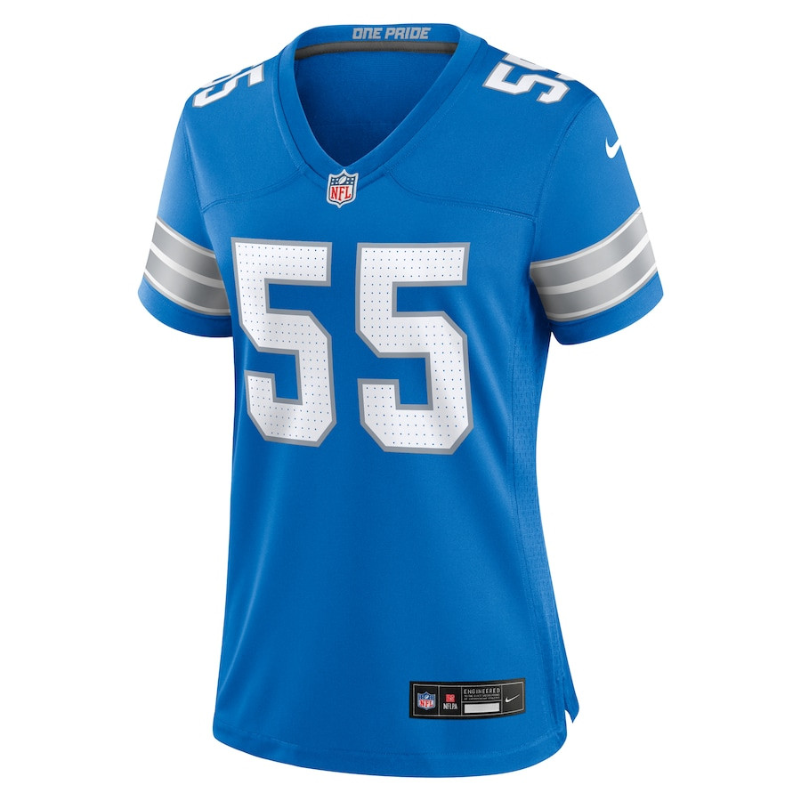 Derrick Barnes 55 Detroit Lions Women's Team Game Jersey - Blue JS1599 nicesnker - Image 2
