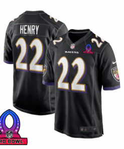 Derrick Henry 22 Baltimore Ravens 2025 Pro Bowl Patch Alternate Game Men Jersey - Black JS2278 nicesnker