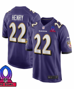 Derrick Henry 22 Baltimore Ravens 2025 Pro Bowl Patch Game Men Jersey - Purple JS8208 nicesnker