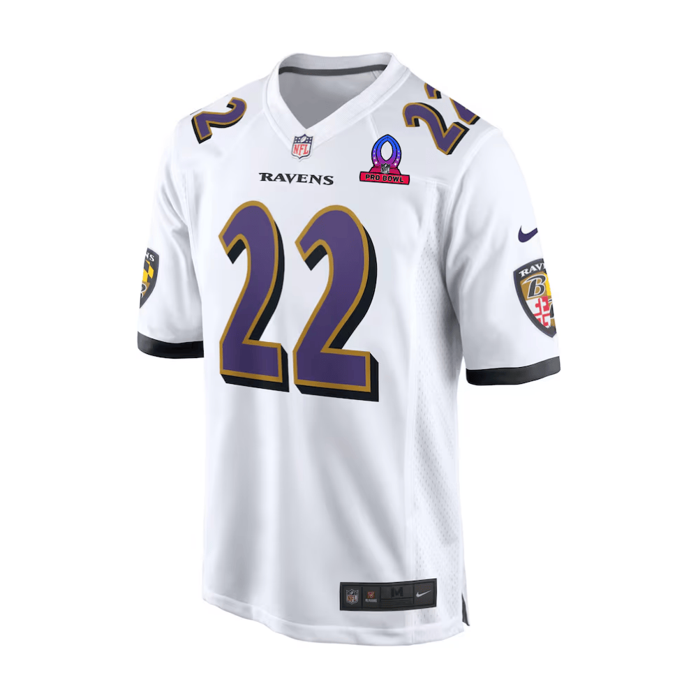 Derrick Henry 22 Baltimore Ravens 2025 Pro Bowl Patch Game Men Jersey - White JS7255 nicesnker - Image 2