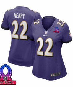 Derrick Henry 22 Baltimore Ravens 2025 Pro Bowl Patch Women Game Jersey - Purple JS6792 nicesnker