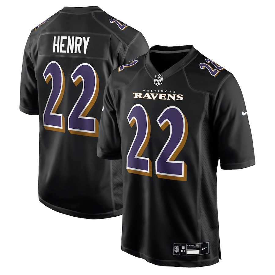 Derrick Henry 22 Baltimore Ravens Fashion Men Jersey - Carbon Black JS6596 nicesnker