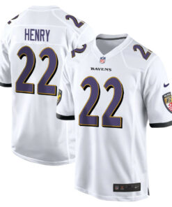 Derrick Henry 22 Baltimore Ravens Game Men Jersey - White JS4410 nicesnker
