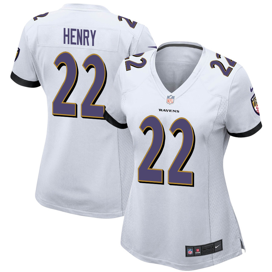 Derrick Henry 22 Baltimore Ravens Game Women Jersey - White JS1398 nicesnker