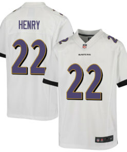 Derrick Henry 22 Baltimore Ravens Game YOUTH Jersey - White JS4863 nicesnker