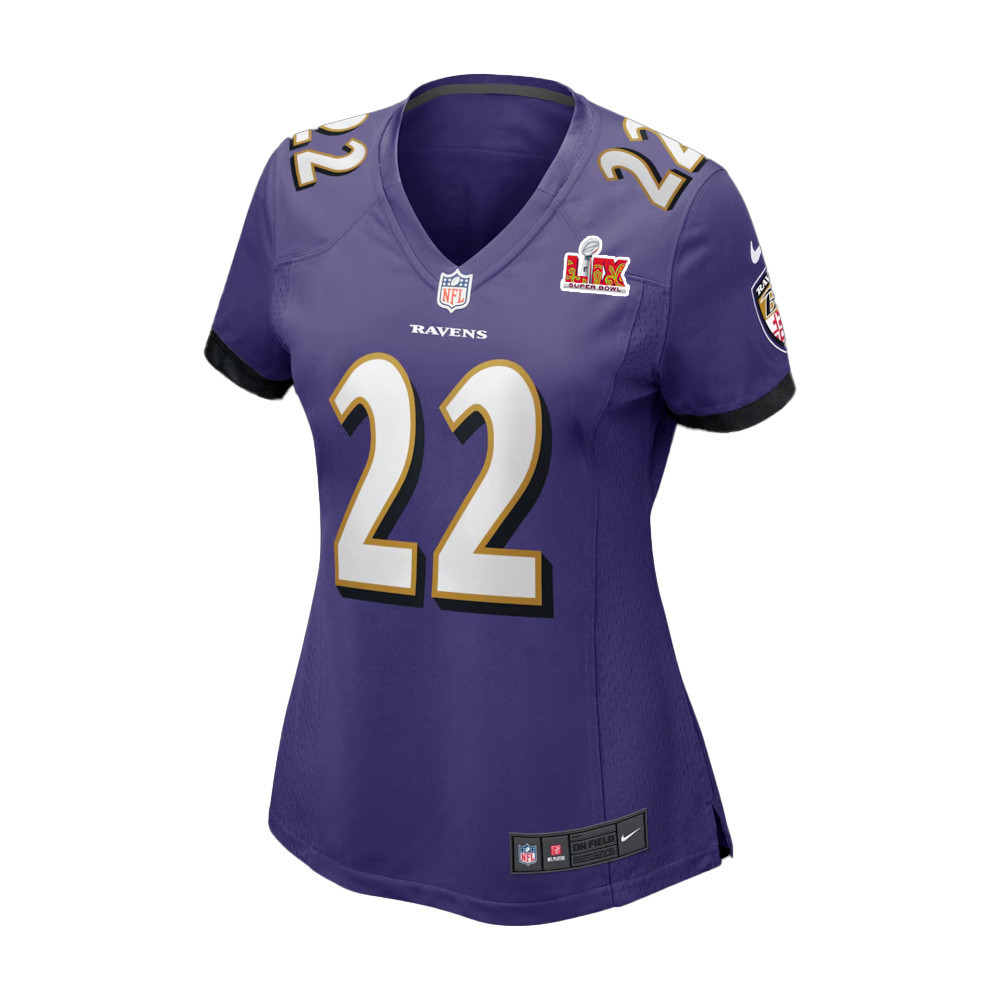 Derrick Henry #22 Baltimore Ravens Super Bowl LIX Women's Jersey - Purple JS7164 nicesnker - Image 2