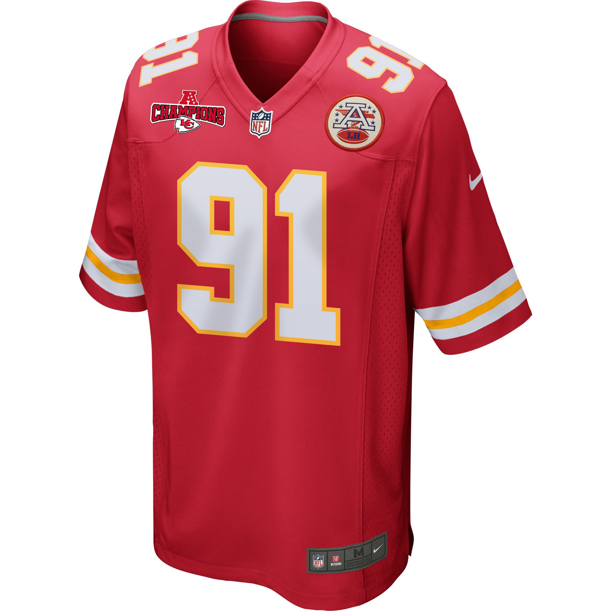 Derrick Nnadi 91 Kansas City Chiefs AFC Champions Patch Game Men Jersey - Red JS1926 nicesnker - Image 2