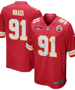 Derrick Nnadi 91 Kansas City Chiefs AFC Champions Patch Game Men Jersey - Red JS1926 nicesnker