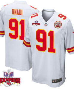 Derrick Nnadi 91 Kansas City Chiefs Super Bowl LVIII Champions 4 Stars Patch Game Men Jersey - White JS5393 nicesnker