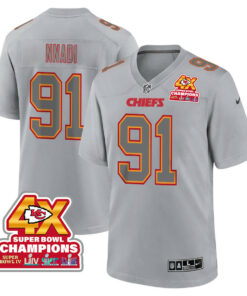 Derrick Nnadi 91 Kansas City Chiefs Super Bowl LVIII Champions 4X Atmosphere Fashion Game Men Jersey - Gray JS5257 nicesnker