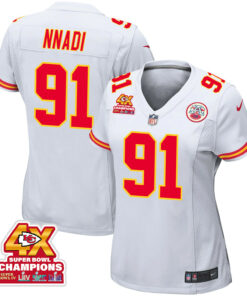 Derrick Nnadi 91 Kansas City Chiefs Super Bowl LVIII Champions 4X Game Women Jersey - White JS2817 nicesnker