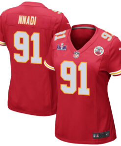 Derrick Nnadi 91 Kansas City Chiefs Super Bowl LVIII Patch Game Women Jersey - Red JS9264 nicesnker