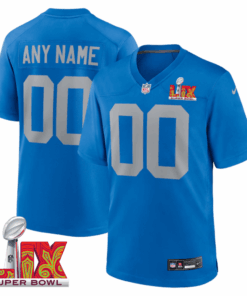 Detroit Lions Super Bowl LIX Patch Alternate Game Men Custom Jersey - Blue JS8878 nicesnker