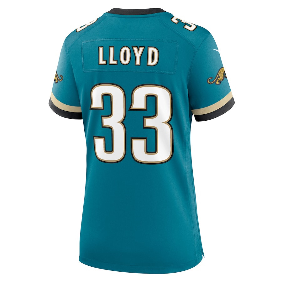 Devin Lloyd 33 Jacksonville Jaguars Women's Prowler Throwback Game Jersey - Teal JS9459 nicesnker - Image 3
