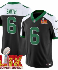 DeVonta Smith 6 Philadelphia Eagles Kelly Green Super Bowl Champions LIX Patch Vapor Limited Jersey - Black Alternate JS3758 nicesnker