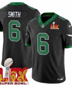 DeVonta Smith 6 Philadelphia Eagles Kelly Green Super Bowl Champions LIX Patch Vapor Limited Jersey - Black JS1168 nicesnker