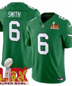 DeVonta Smith 6 Philadelphia Eagles Kelly Green Super Bowl Champions LIX Patch Vapor Limited Jersey - Kelly Green JS7261 nicesnker