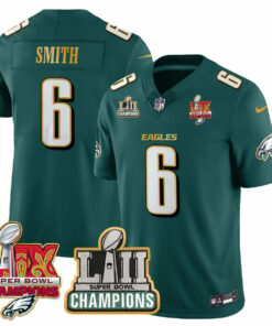DeVonta Smith 6 Philadelphia Eagles LII-LIX Super Bowl Champions Vapor Limited Gold Jersey - Midnight Green JS6347 nicesnker