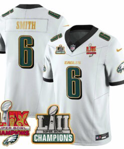 DeVonta Smith 6 Philadelphia Eagles LII-LIX Super Bowl Champions Vapor Limited Gold Jersey - White JS1796 nicesnker