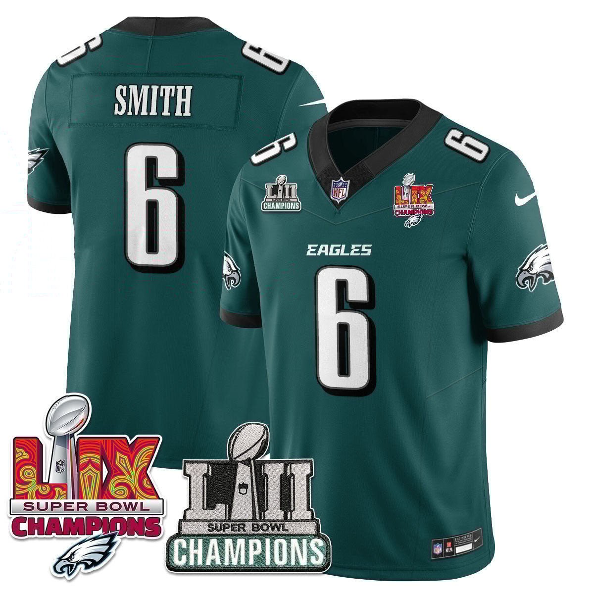 DeVonta Smith 6 Philadelphia Eagles LII-LIX Super Bowl Champions Vapor Limited Jersey - Midnight Green JS8973 nicesnker