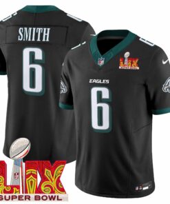 DeVonta Smith 6 Philadelphia Eagles Super Bowl Champions LIX Patch Vapor Limited Jersey - Black JS6511 nicesnker