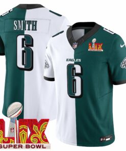 DeVonta Smith 6 Philadelphia Eagles Super Bowl Champions LIX Patch Vapor Limited Jersey - Split JS4452 nicesnker