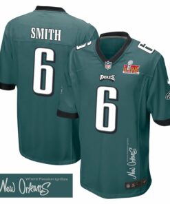 DeVonta Smith 6 Philadelphia Eagles Super Bowl LIX 'New Orleans - Where Passion Ignites' EMBROIDERED Game Men Jersey - Midnight Green JS8327 nicesnker