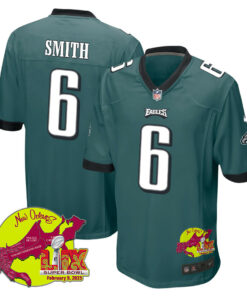DeVonta Smith 6 Philadelphia Eagles Super Bowl LIX New Orleans Patch Game Men Jersey - Midnight Green JS1853 nicesnker