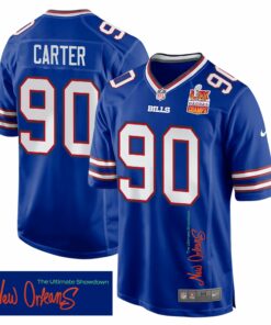 DeWayne Carter 90 Buffalo Bills Super Bowl LIX Champions Patch 'New Orleans - The Ultimate Showdown' EMBROIDERED Game Men Jersey - Royal JS3833 nicesnker
