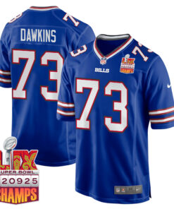 Dion Dawkins 73 Buffalo Bills Super Bowl LIX Champions Patch Game Men Jersey - Royal JS3631 nicesnker