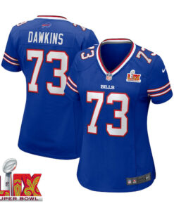Dion Dawkins #73 Buffalo Bills Super Bowl LIX Women's Jersey - Royal JS1241 nicesnker