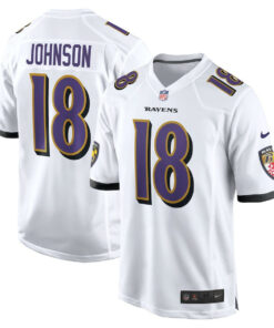 Diontae Johnson 18 Baltimore Ravens Player Game Men Jersey - White JS8532 nicesnker