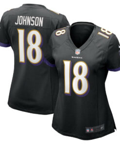 Diontae Johnson 18 Baltimore Ravens Women's Alternate Player Game Jersey - Black JS6240 nicesnker