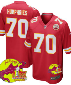 D.J. Humphries 70 Kansas City Chiefs Super Bowl LIX New Orleans Patch Game Men Jersey - Red JS3682 nicesnker