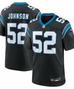 DJ Johnson 52 Carolina Panthers Game Men Jersey - Black JS2533 nicesnker