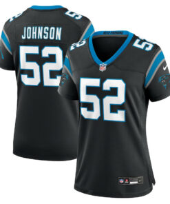 DJ Johnson 52 Carolina Panthers Women's Game Jersey - Black JS9583 nicesnker