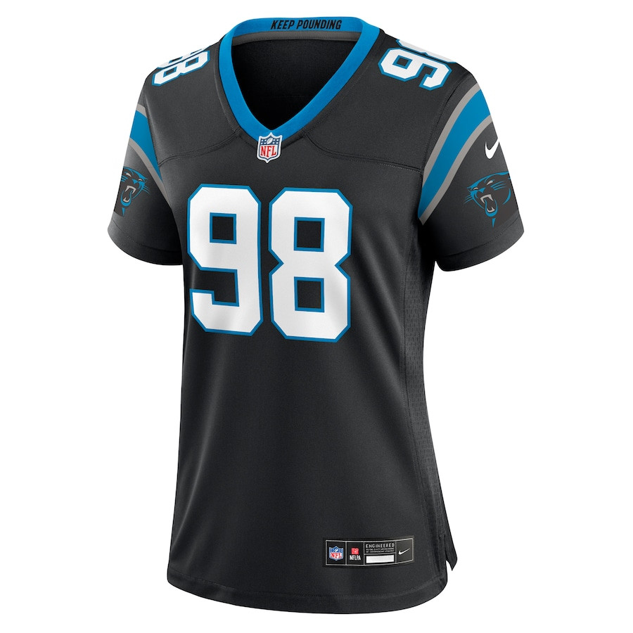 D.J. Wonnum 98 Carolina Panthers Women's Game Jersey - Black JS4110 nicesnker - Image 2