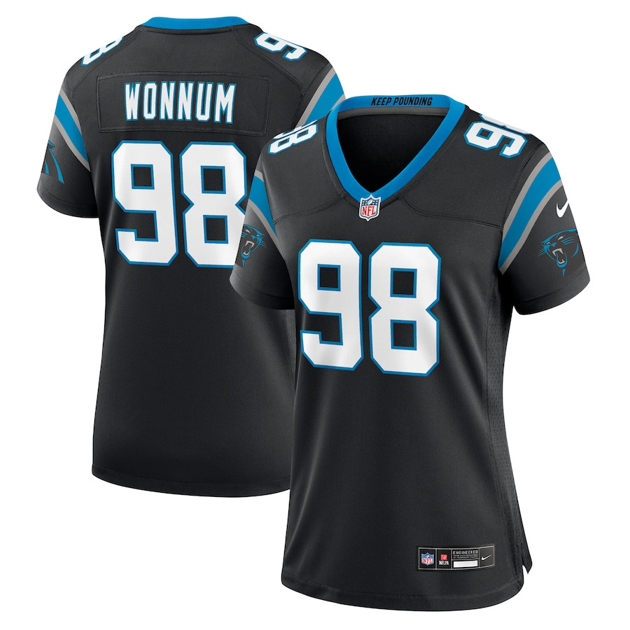D.J. Wonnum 98 Carolina Panthers Women's Game Jersey - Black JS4110 nicesnker