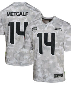 DK Metcalf 14 Seattle Seahawks 2024 Salute to Service Game YOUTH Jersey - Arctic Camo JS8417 nicesnker