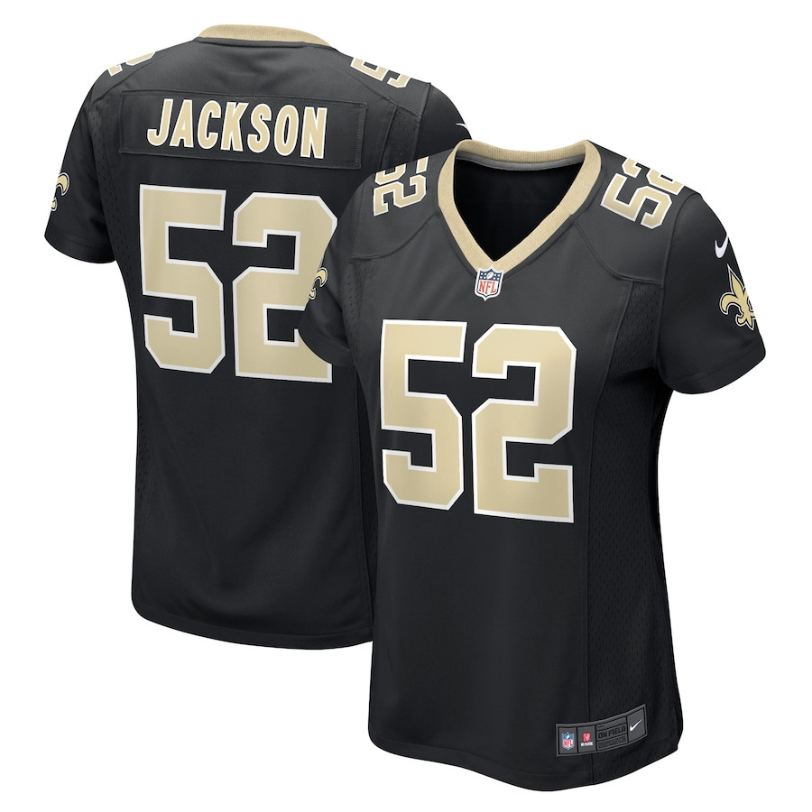 D'Marco Jackson 52 New Orleans Saints Women's Game Jersey - Black JS4648 nicesnker